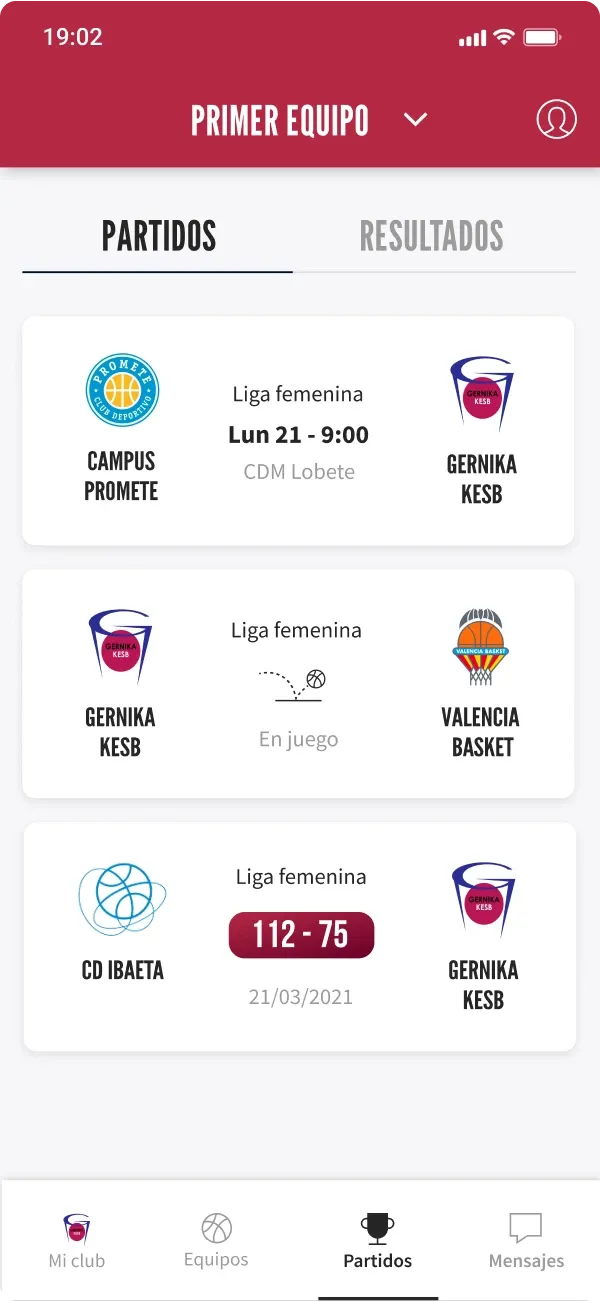Kirolapp app resultados partidos