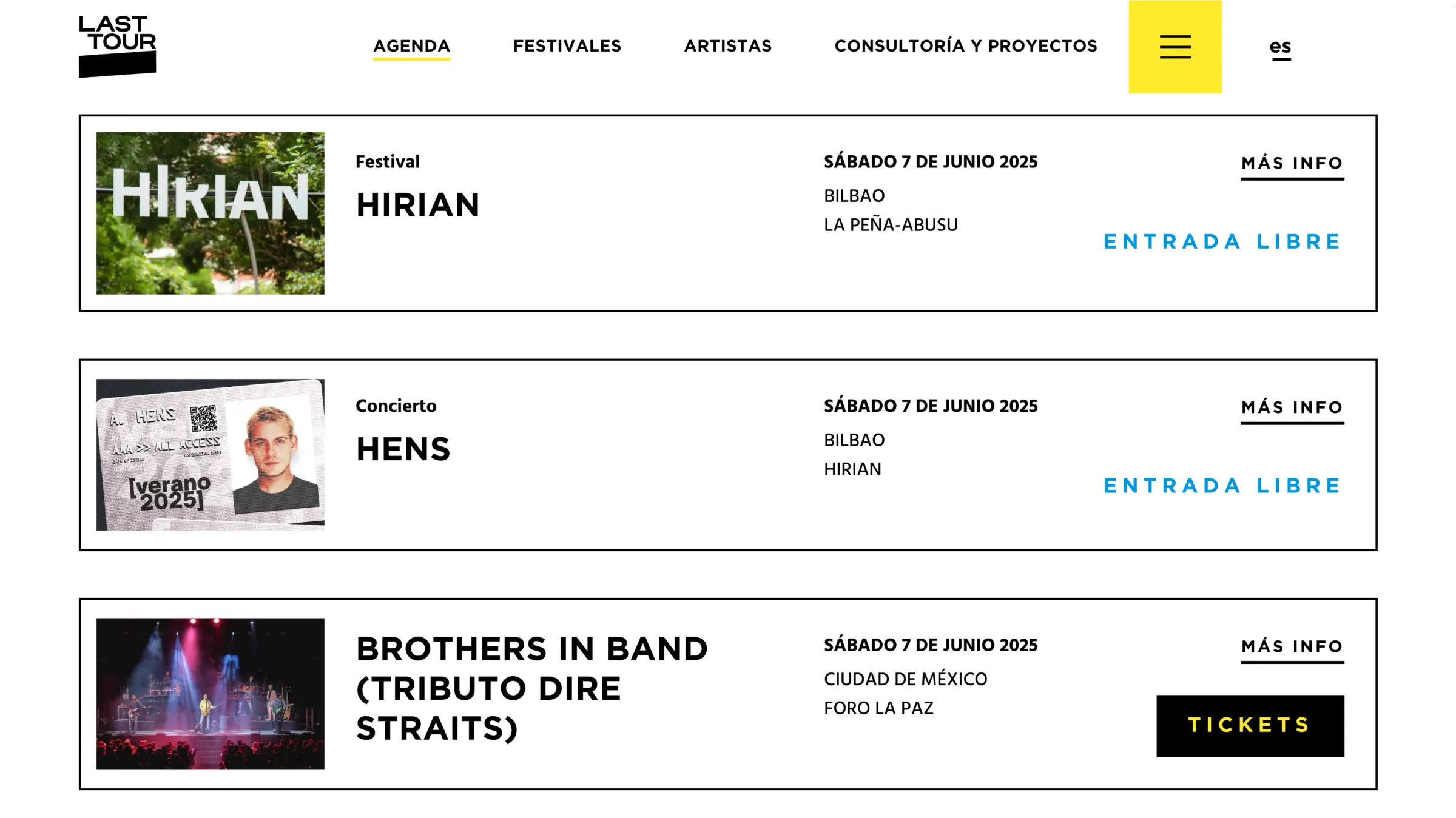 Last Tour web agenda